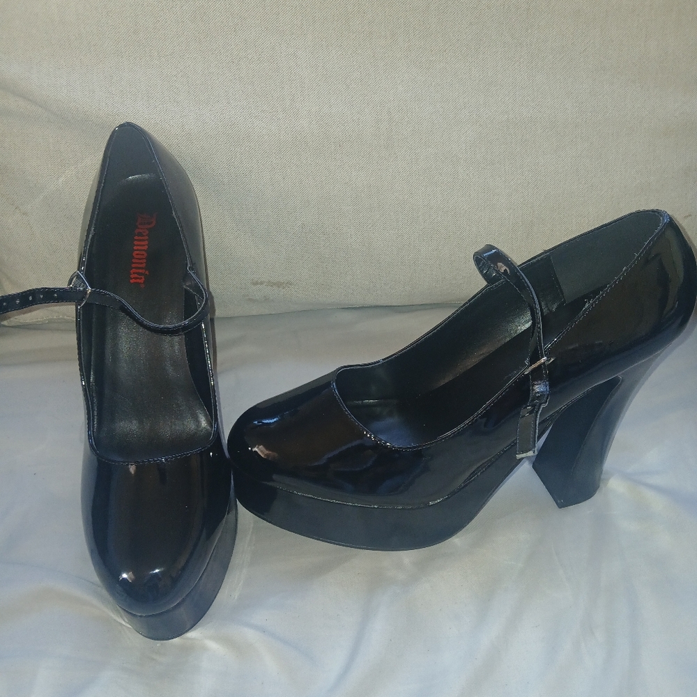 Demonia black platform heels size 13